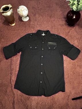 Buffalo David Bitton Black Short-Sleeve Button-Up Shirt